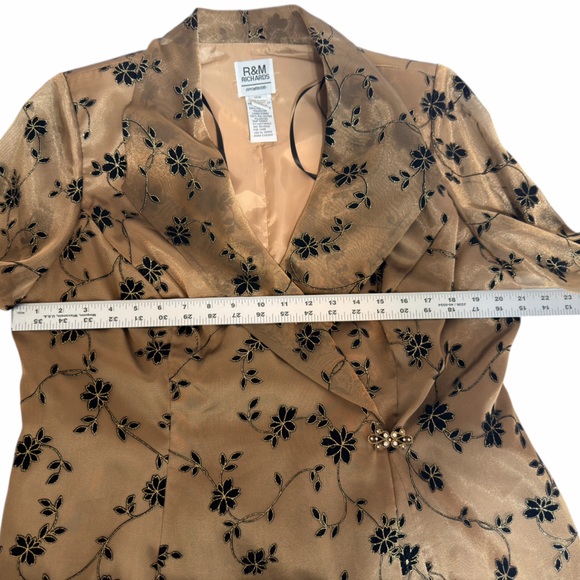 R&M Richards Gold Black Floral Embroidered Sheer Jacket Blazer 14W NWT - Picture 5 of 10